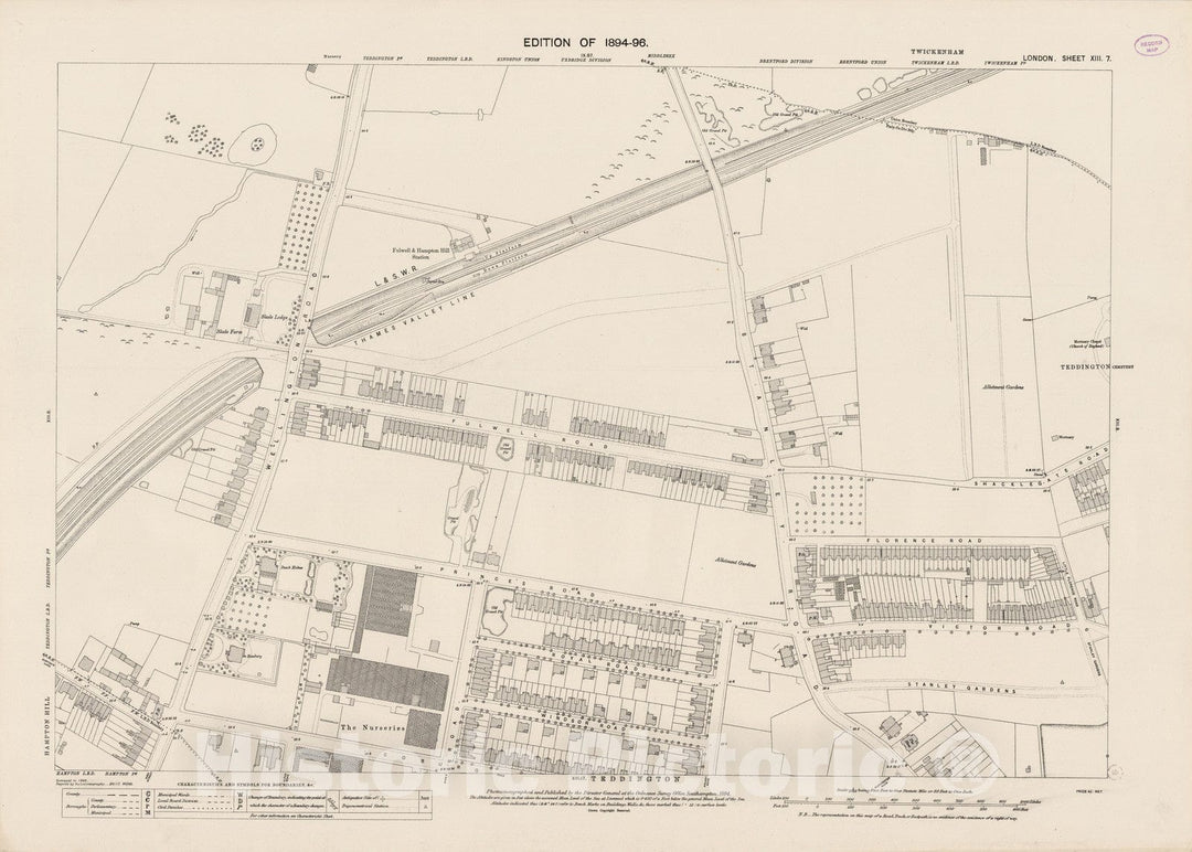 Historic Map : London (England), City Atlas Map, London Sheet XIII.7 1894 - Vintage Wall Art