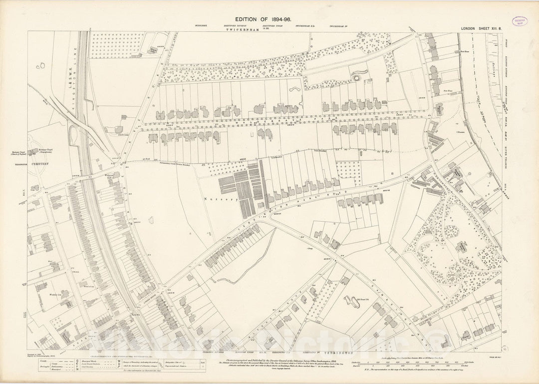 Historic Map : London (England), City Atlas Map, London Sheet XIII.8 1894 - Vintage Wall Art