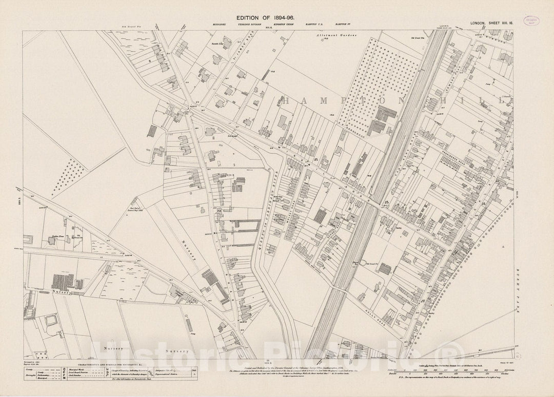 Historic Map : London (England), City Atlas Map, London Sheet XIII.16 1894 - Vintage Wall Art