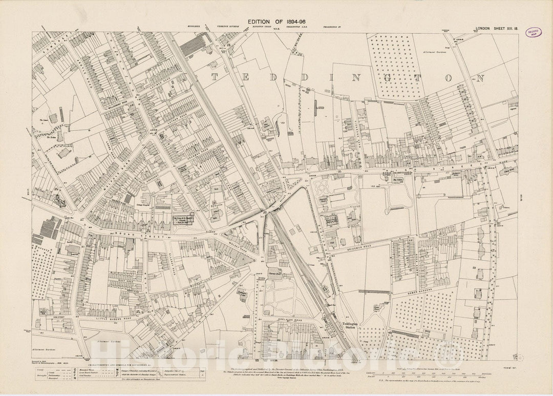 Historic Wall Map : London (England), City Atlas Map, London Sheet XIII.18 1894 - Vintage Wall Art