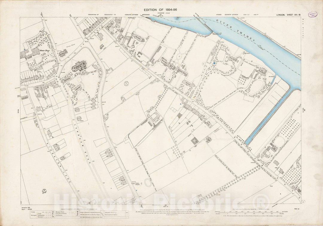 Historic Map : London (England), City Atlas Map, London Sheet XIII.19 1894 - Vintage Wall Art