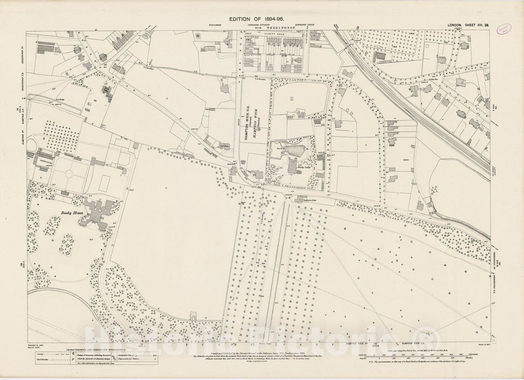 Historic Map : London (England), City Atlas Map, London Sheet XIII.28 1896 - Vintage Wall Art