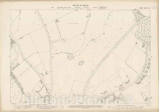 Historic Wall Map : London (England), City Atlas Map, London Sheet XIV.7 1895 - Vintage Wall Art