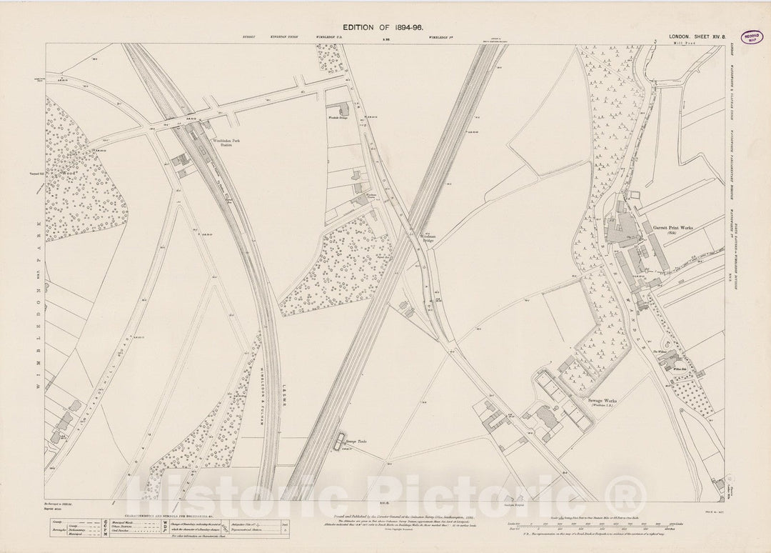 Historic Map : London (England), City Atlas Map, London Sheet XIV.8 1895 - Vintage Wall Art