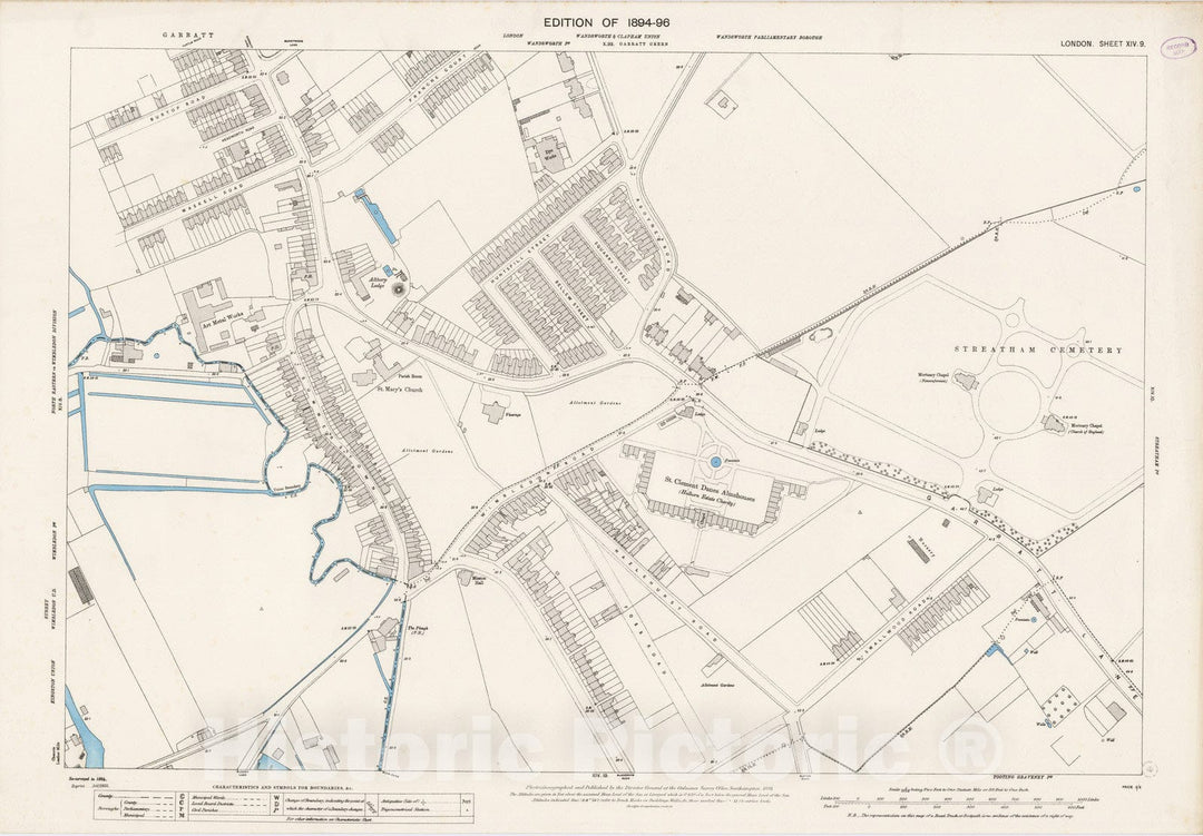 Historic Map : London (England), City Atlas Map, London Sheet XIV.9 1895 - Vintage Wall Art