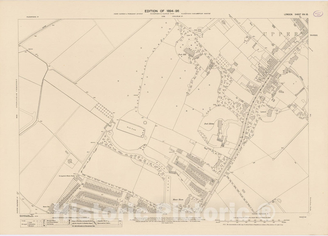 Historic Map : London (England), City Atlas Map, London Sheet XIV.10 1895 - Vintage Wall Art