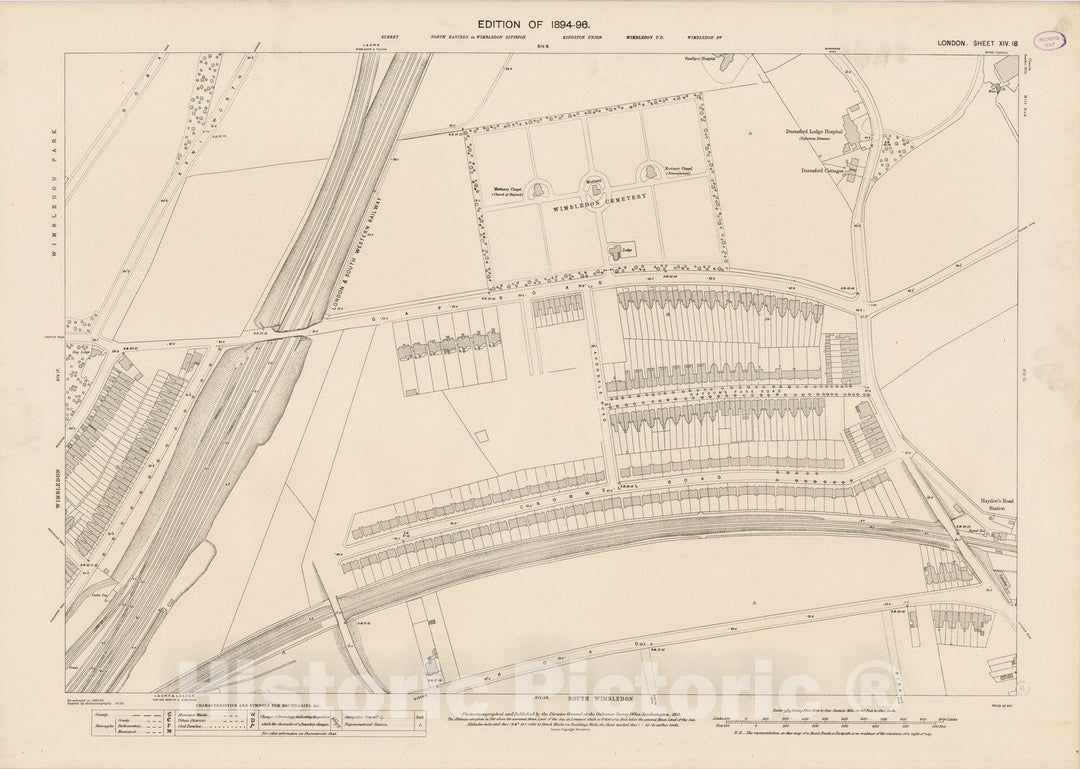 Historic Map : London (England), City Atlas Map, London Sheet XIV.18 1895 - Vintage Wall Art