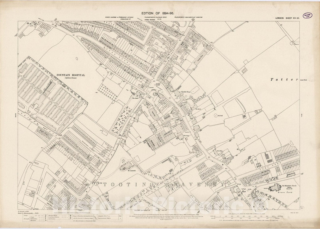 Historic Map : London (England), City Atlas Map, London Sheet XIV.20 1895 - Vintage Wall Art