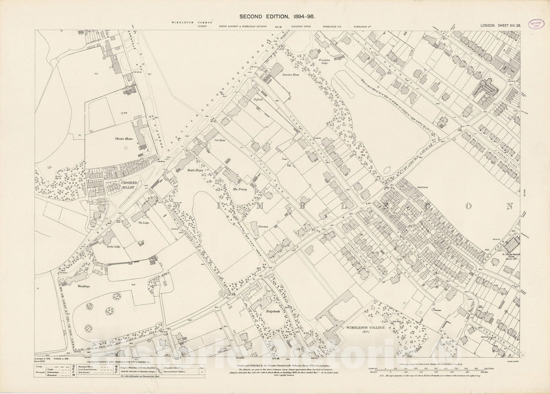 Historic Map : London (England), City Atlas Map, London Sheet XIV.26 1895 - Vintage Wall Art