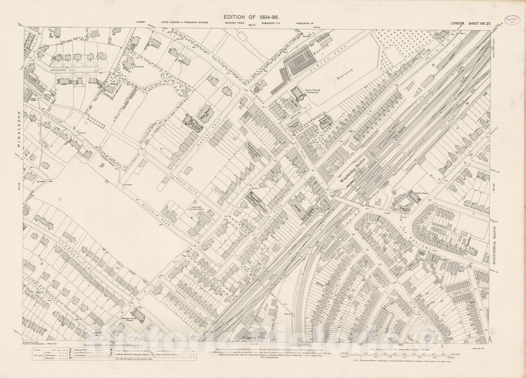 Historic Map : London (England), City Atlas Map, London Sheet XIV.27 1895 - Vintage Wall Art