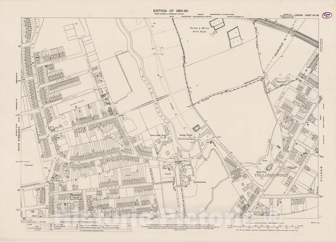 Historic Map : London (England), City Atlas Map, London Sheet XIV.29 1895 - Vintage Wall Art