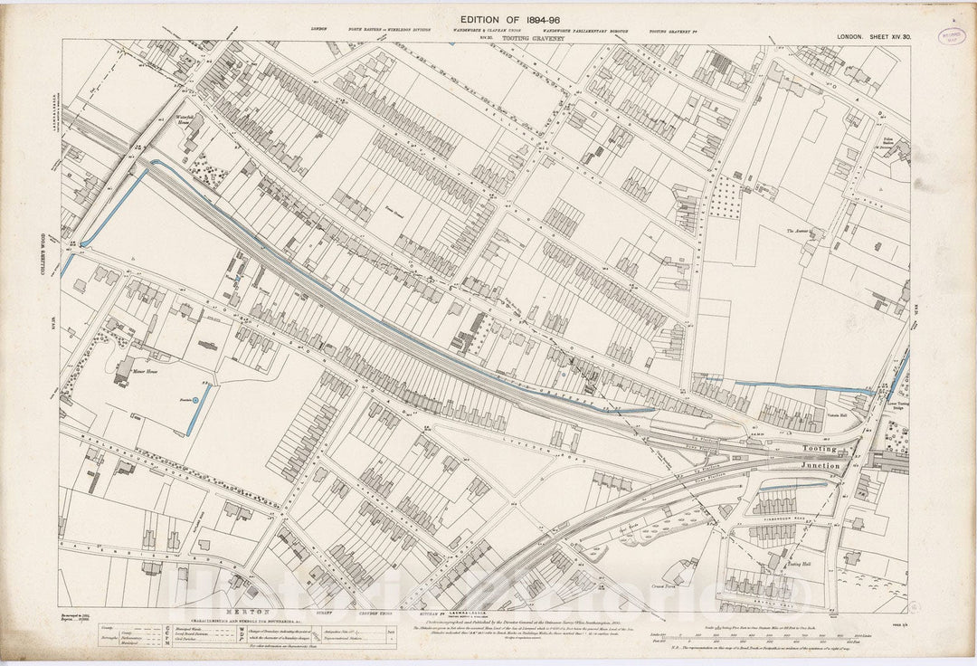 Historic Map : London (England), City Atlas Map, London Sheet XIV.30 1895 - Vintage Wall Art