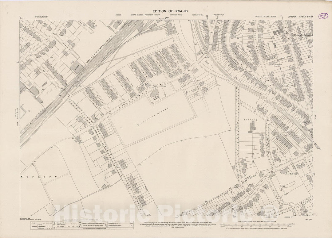 Historic Map : London (England), City Atlas Map, London Sheet XIV.37 1895 - Vintage Wall Art