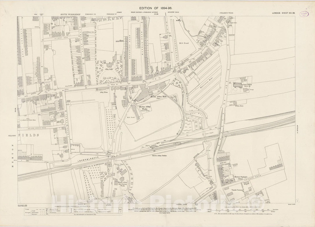 Historic Map : London (England), City Atlas Map, London Sheet XIV.39 1895 - Vintage Wall Art