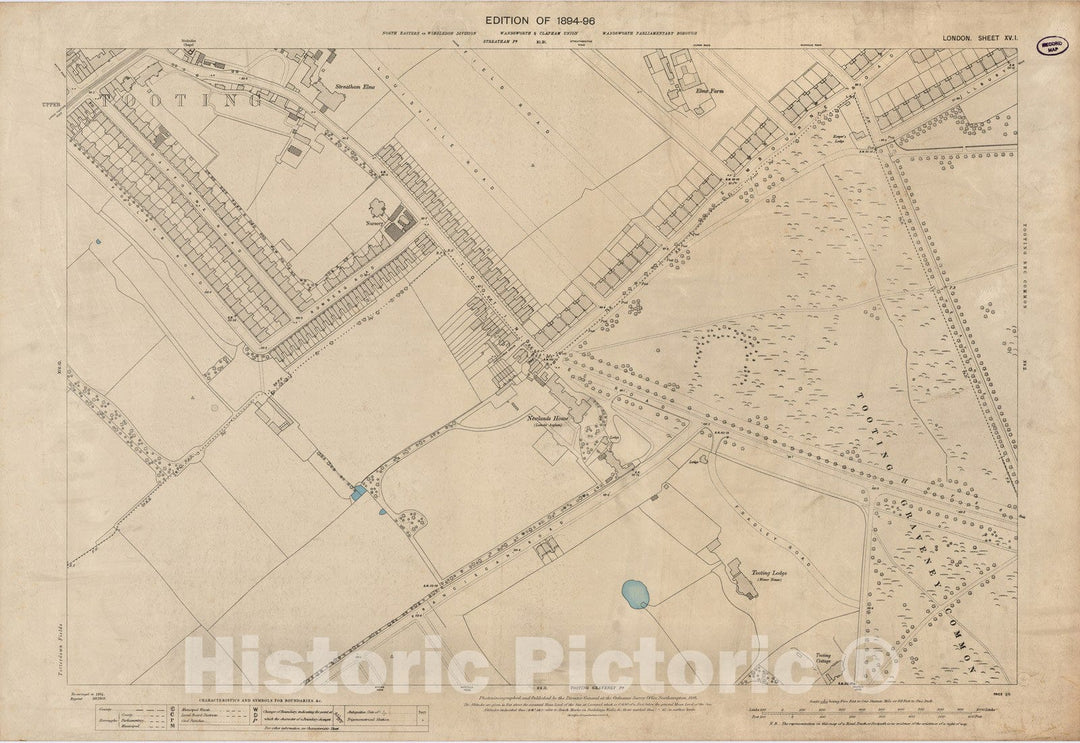 Historic Map : London (England), City Atlas Map, London Sheet XV.1 1895 - Vintage Wall Art