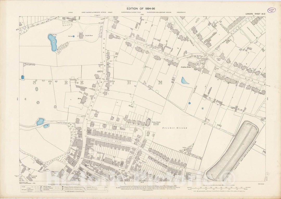 Historic Map : London (England), City Atlas Map, London Sheet XV.3 1895 - Vintage Wall Art