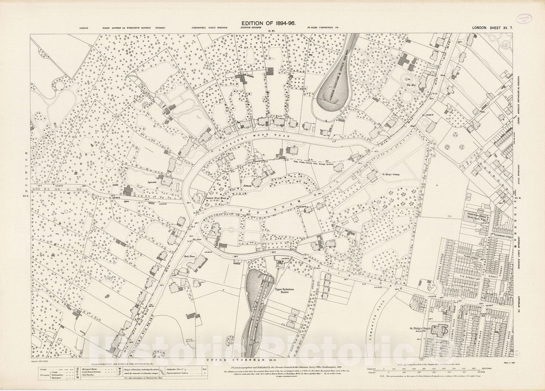 Historic Map : London (England), City Atlas Map, London Sheet XV.7 1895 - Vintage Wall Art