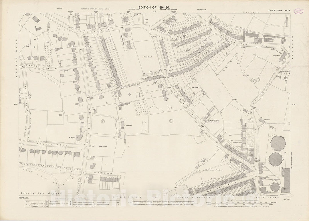 Historic Map : London (England), City Atlas Map, London Sheet XV.9 1895 - Vintage Wall Art