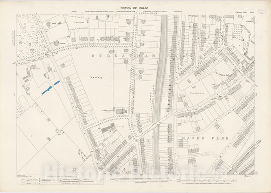 Historic Wall Map : London (England), City Atlas Map, London Sheet XV.12 1895 - Vintage Wall Art