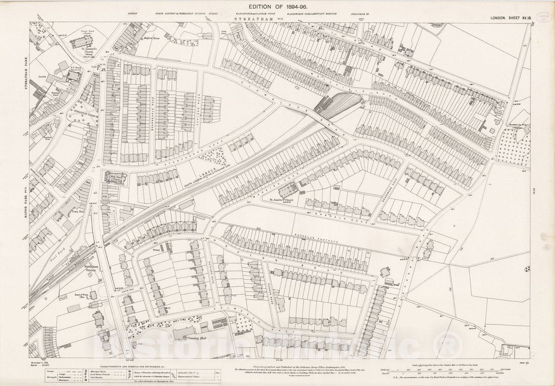 Historic Map : London (England), City Atlas Map, London Sheet XV.13 1895 - Vintage Wall Art