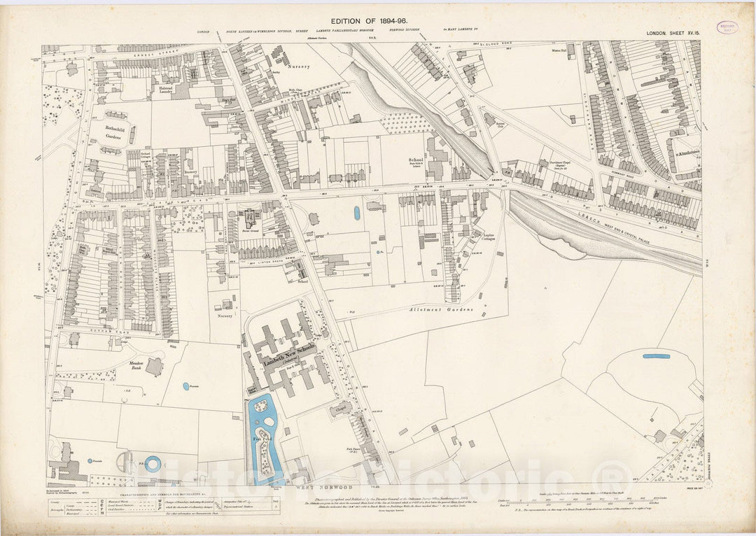 Historic Map : London (England), City Atlas Map, London Sheet XV.15 1895 - Vintage Wall Art