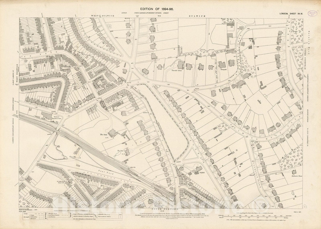 Historic Map : London (England), City Atlas Map, London Sheet XV.16 1895 - Vintage Wall Art