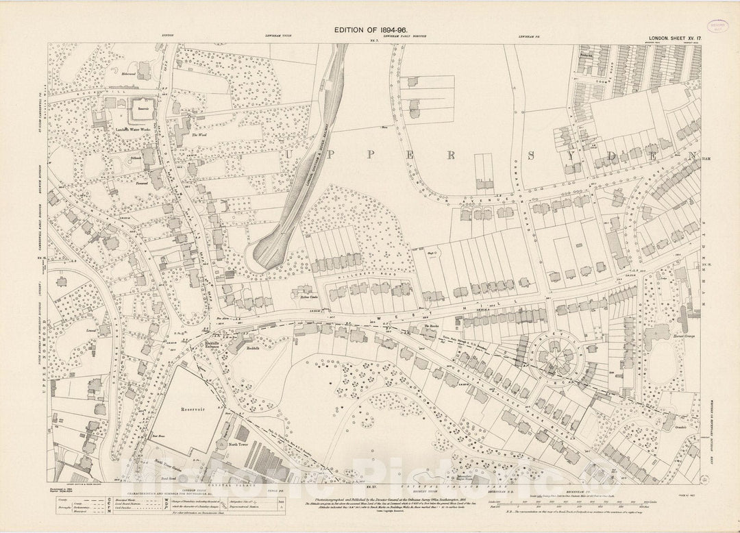 Historic Map : London (England), City Atlas Map, London Sheet XV.17 1895 - Vintage Wall Art