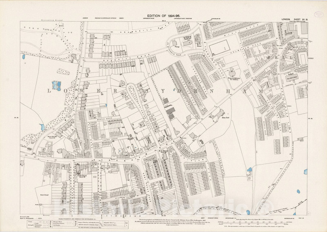 Historic Map : London (England), City Atlas Map, London Sheet XV.19 1895 - Vintage Wall Art