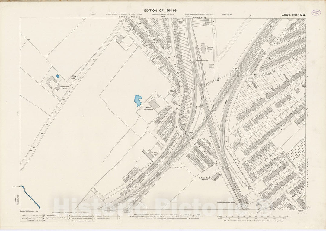 Historic Map : London (England), City Atlas Map, London Sheet XV.22 1895 - Vintage Wall Art