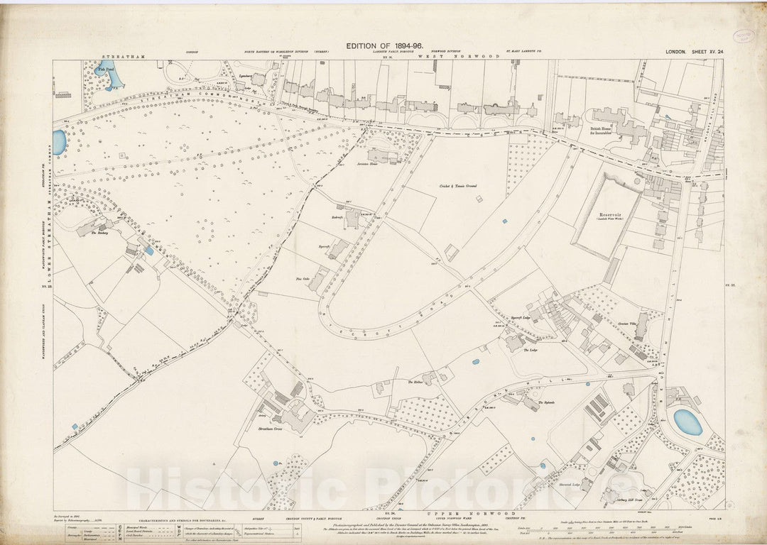 Historic Map : London (England), City Atlas Map, London Sheet XV.24 1895 - Vintage Wall Art