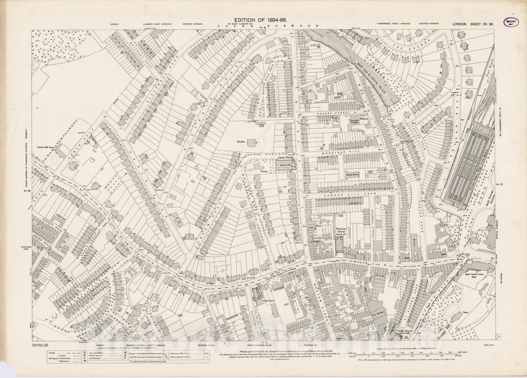 Historic Map : London (England), City Atlas Map, London Sheet XV.26 1895 - Vintage Wall Art