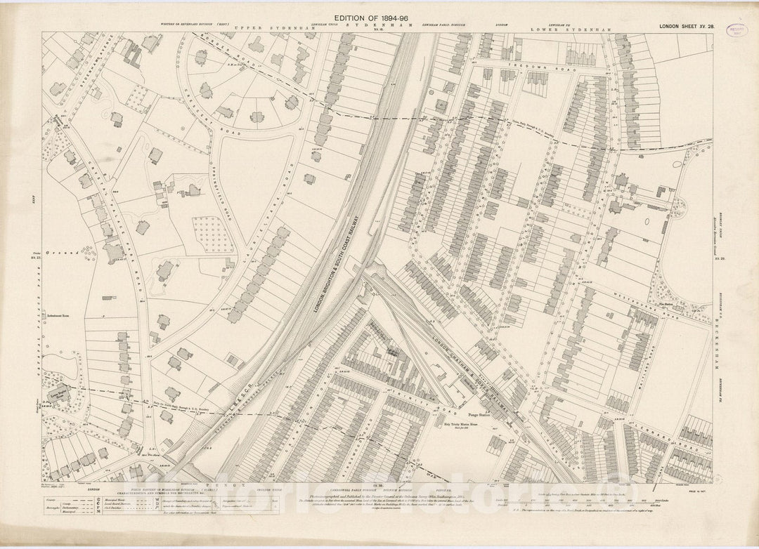 Historic Map : London (England), City Atlas Map, London Sheet XV.28 1895 - Vintage Wall Art