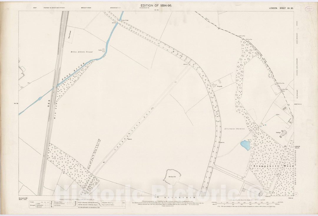 Historic Map : London (England), City Atlas Map, London Sheet XV.30 1895 - Vintage Wall Art