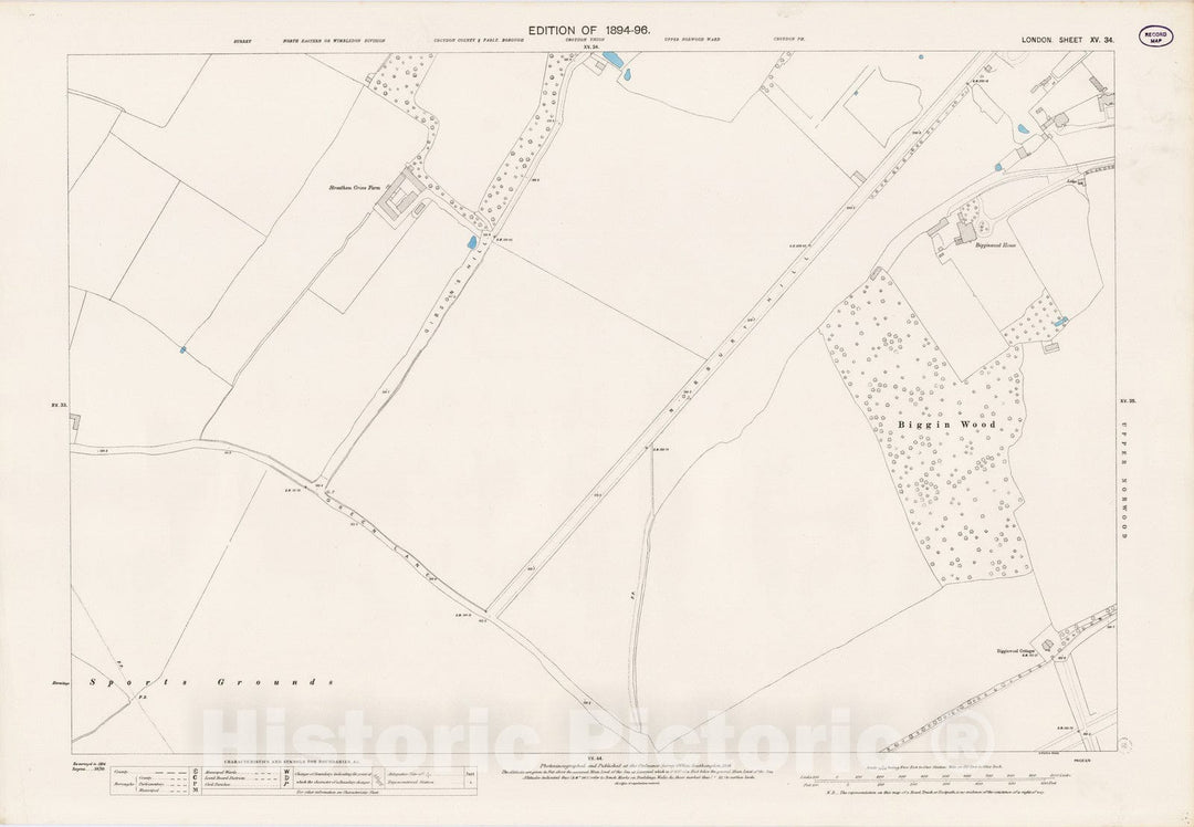 Historic Wall Map : London (England), City Atlas Map, London Sheet XV.34 1895 - Vintage Wall Art