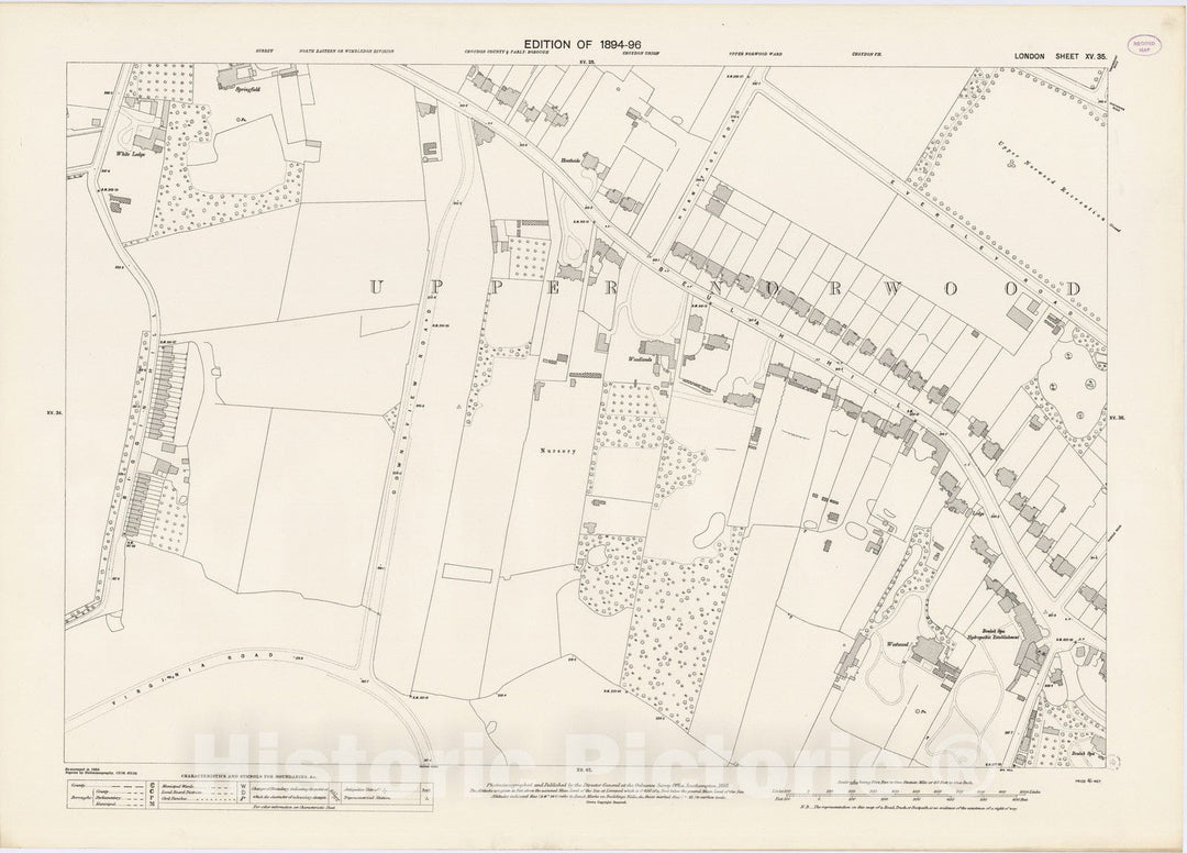 Historic Wall Map : London (England), City Atlas Map, London Sheet XV.35 1895 - Vintage Wall Art