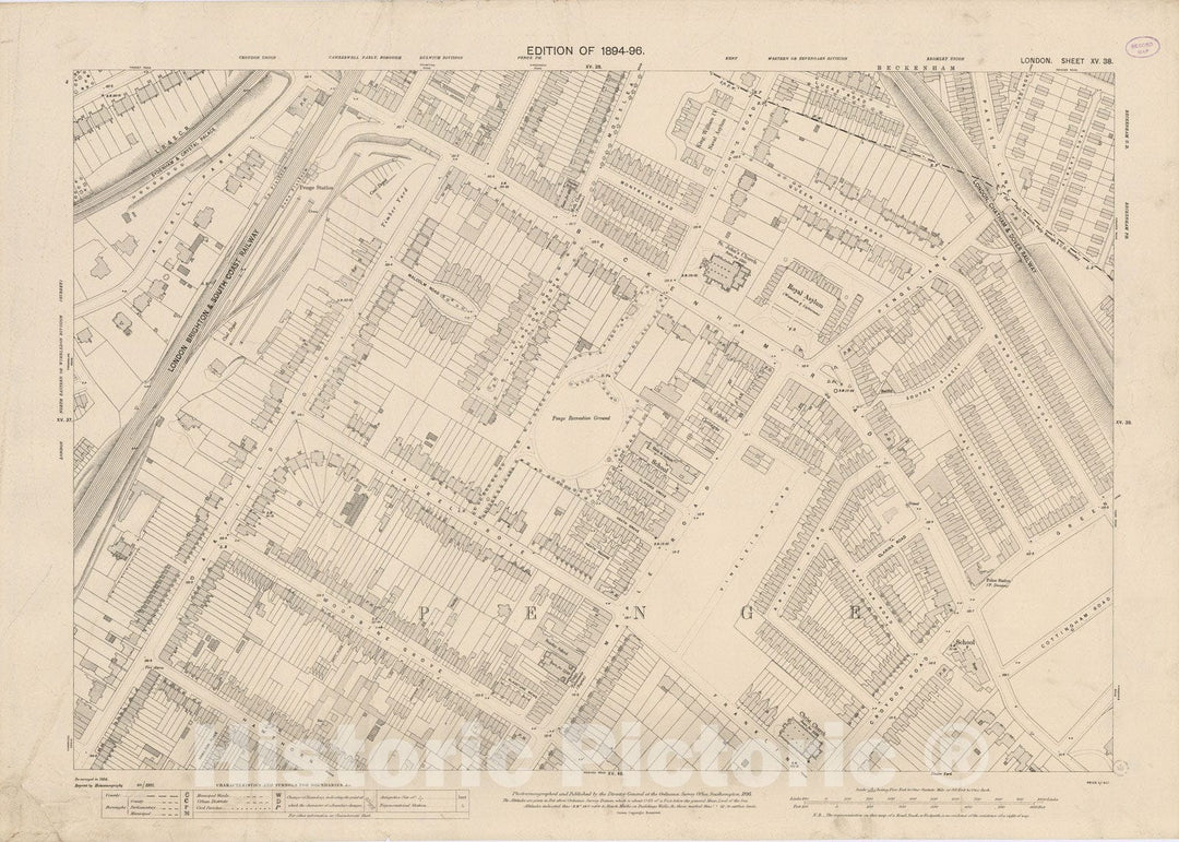 Historic Map : London (England), City Atlas Map, London Sheet XV.38 1895 - Vintage Wall Art