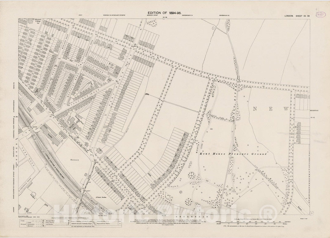 Historic Map : London (England), City Atlas Map, London Sheet XV.39 1895 - Vintage Wall Art