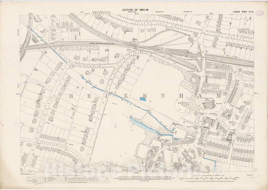 Historic Map : London (England), City Atlas Map, London Sheet XV.50 1895 - Vintage Wall Art