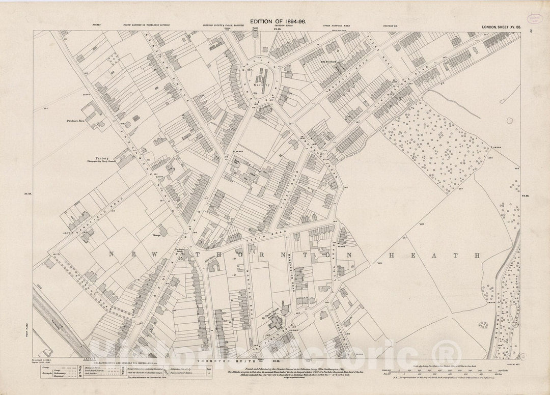 Historic Wall Map : London (England), City Atlas Map, London Sheet XV.55 1895 - Vintage Wall Art