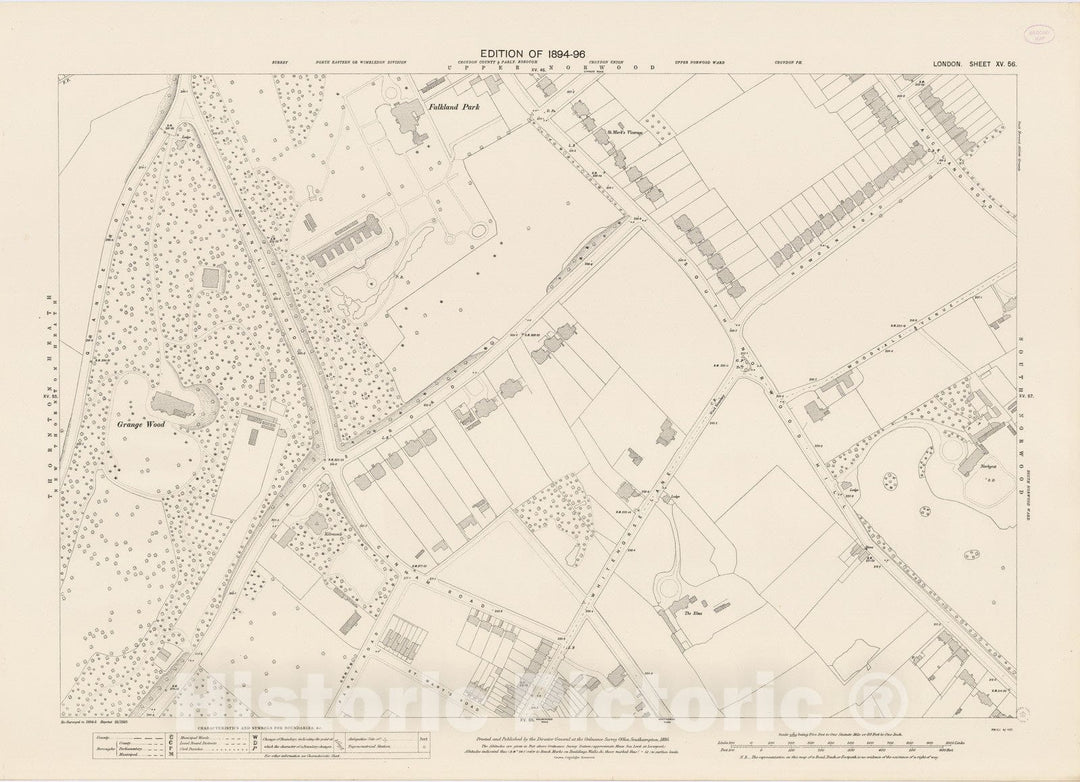 Historic Map : London (England), City Atlas Map, London Sheet XV.56 1895 - Vintage Wall Art