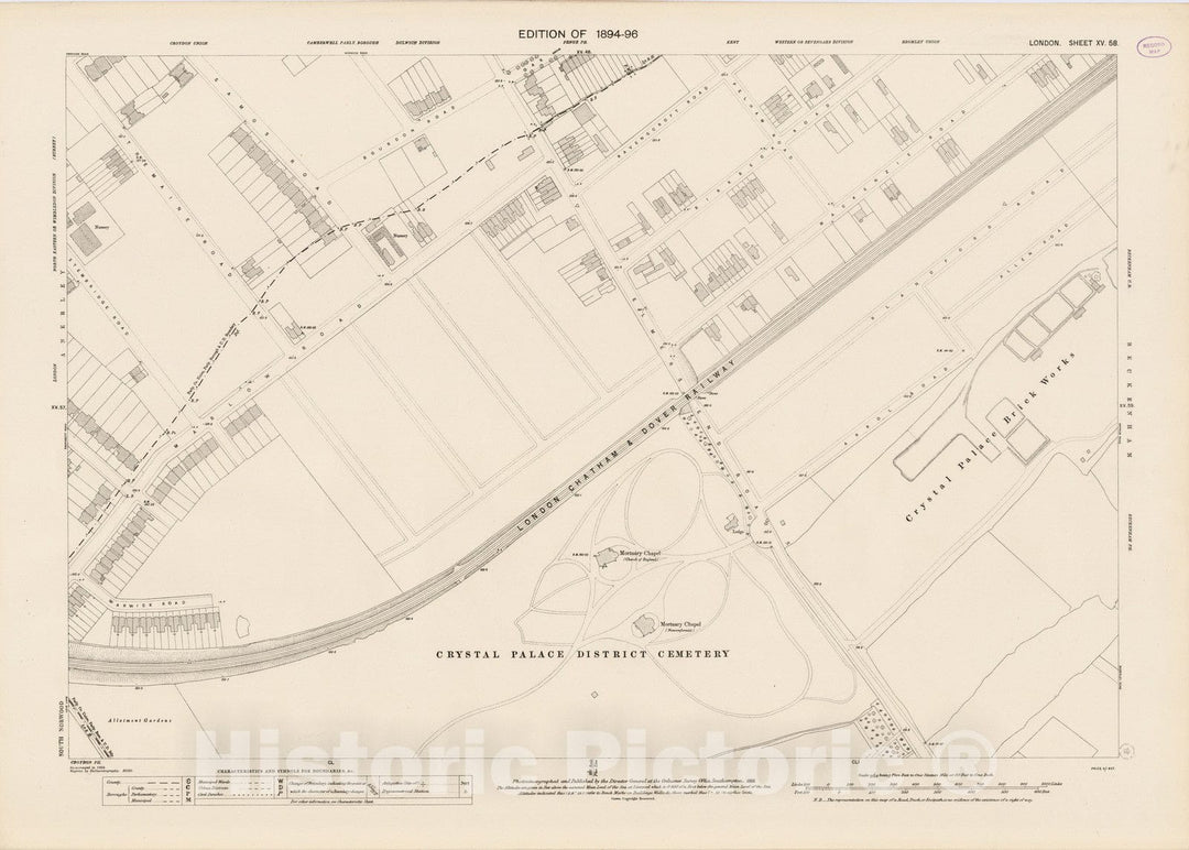 Historic Map : London (England), City Atlas Map, London Sheet XV.58 1895 - Vintage Wall Art