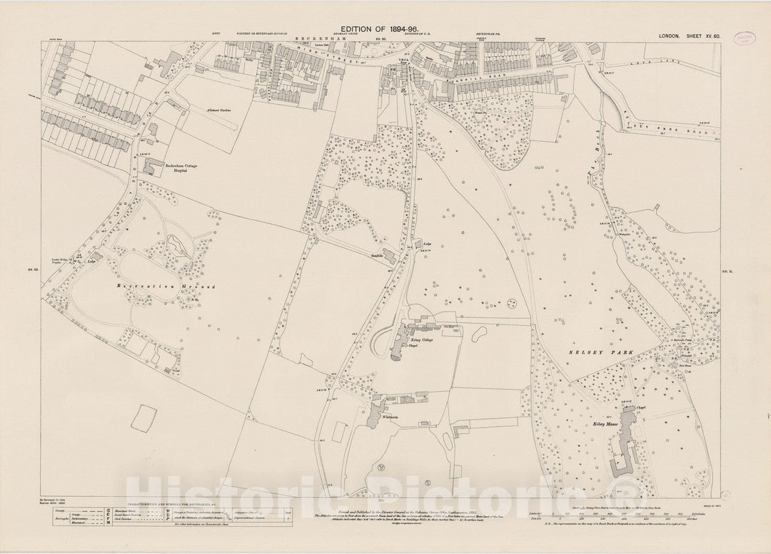 Historic Map : London (England), City Atlas Map, London Sheet XV.60 1895 - Vintage Wall Art