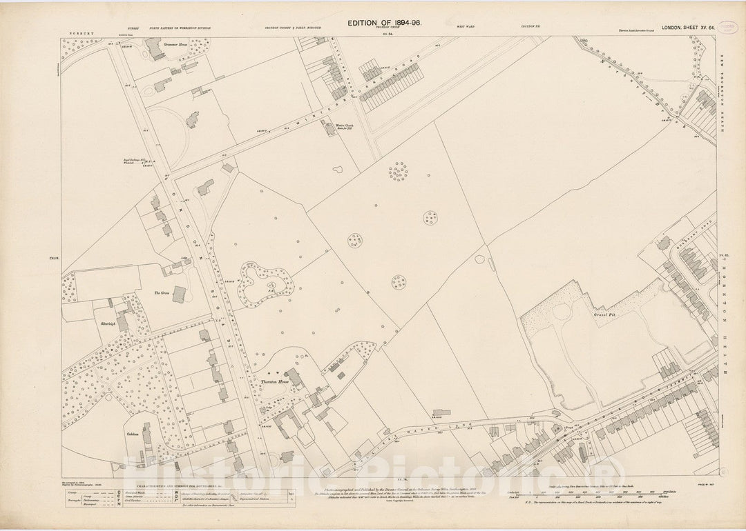 Historic Wall Map : London (England), City Atlas Map, London Sheet XV.64 1895 - Vintage Wall Art