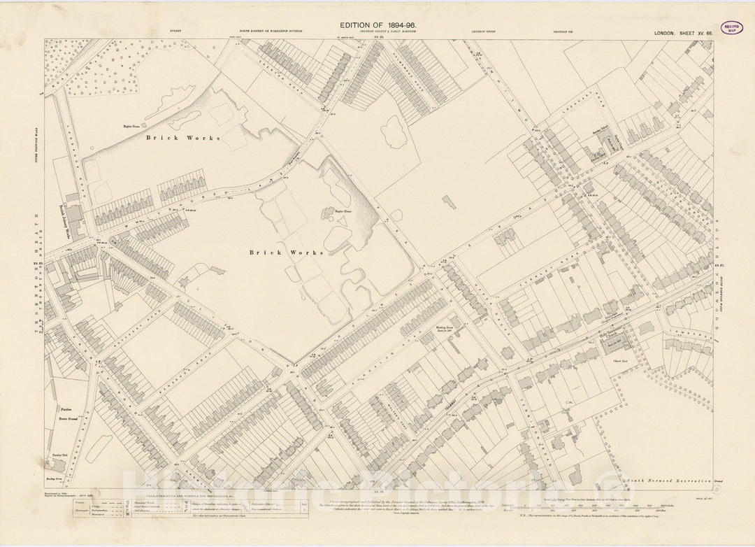 Historic Map : London (England), City Atlas Map, London Sheet XV.66 1896 - Vintage Wall Art