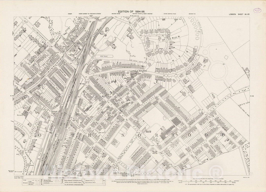 Historic Map : London (England), City Atlas Map, London Sheet XV.67 1895 - Vintage Wall Art