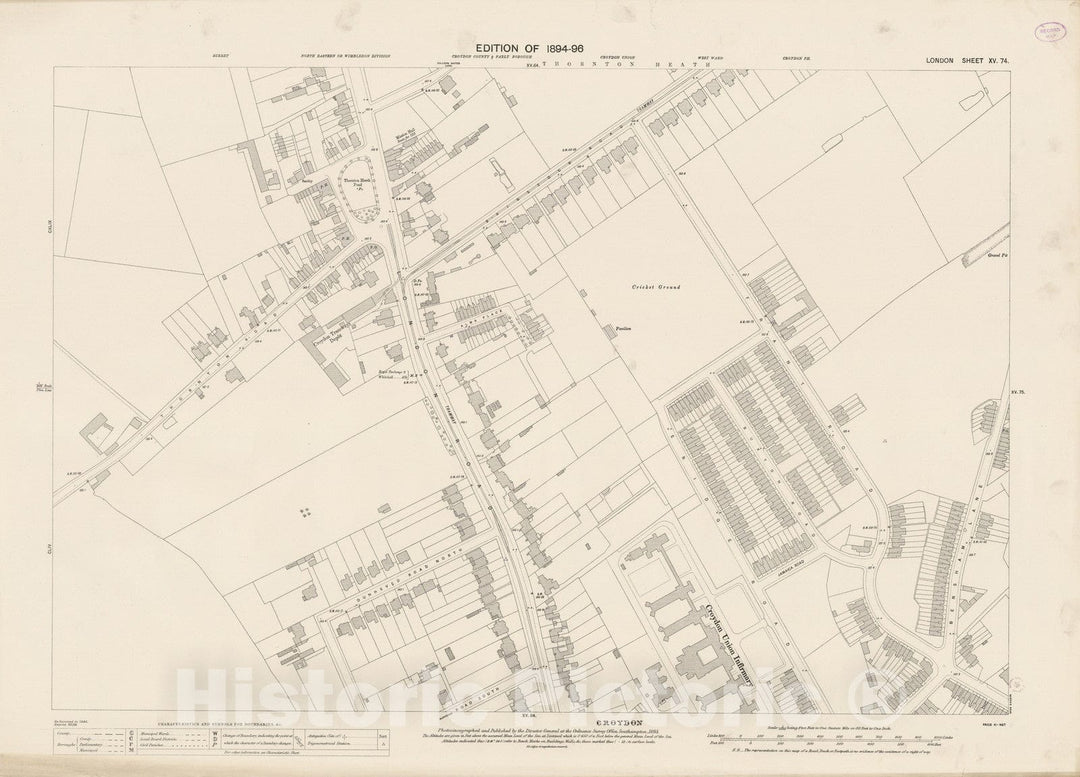 Historic Map : London (England), City Atlas Map, London Sheet XV.74 1895 - Vintage Wall Art