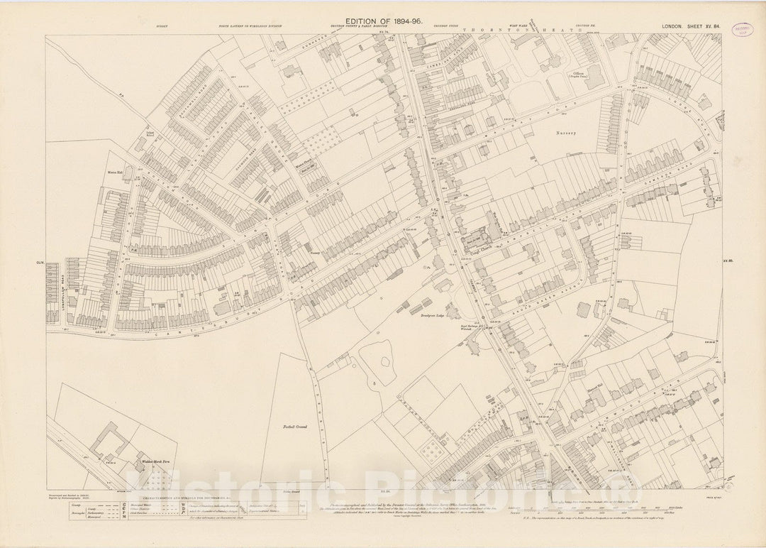 Historic Map : London (England), City Atlas Map, London Sheet XV.84 1896 - Vintage Wall Art