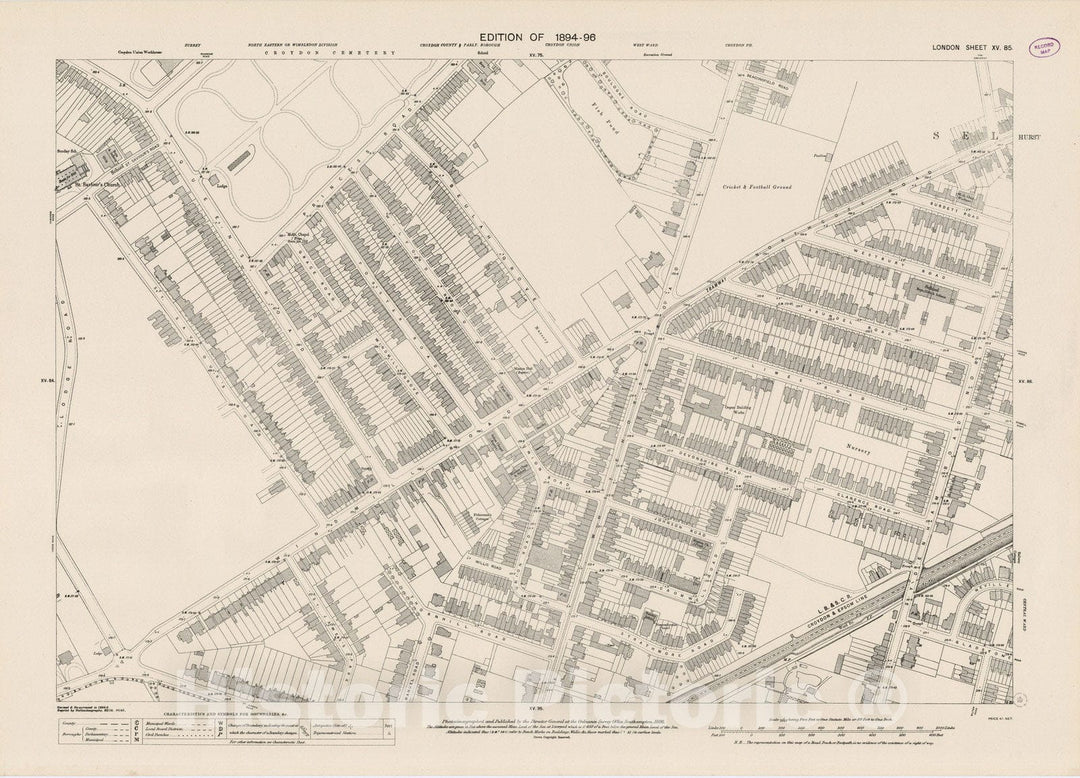 Historic Map : London (England), City Atlas Map, London Sheet XV.85 1896 - Vintage Wall Art