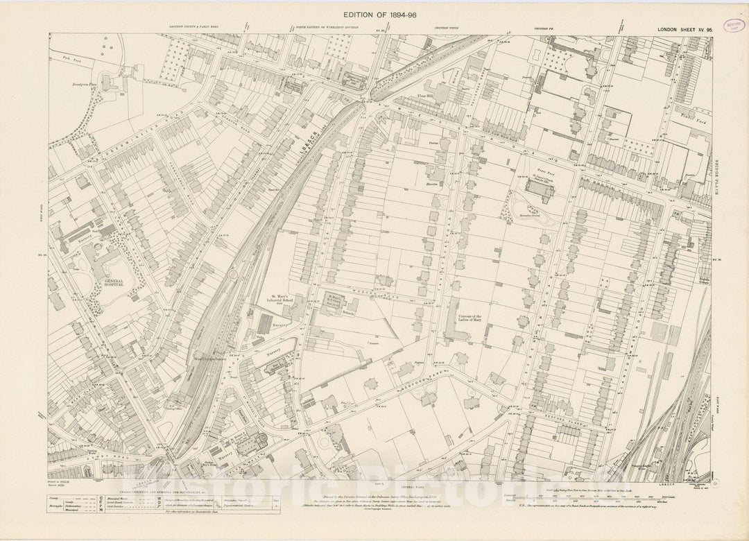 Historic Map : London (England), City Atlas Map, London Sheet XV.95 1896 - Vintage Wall Art