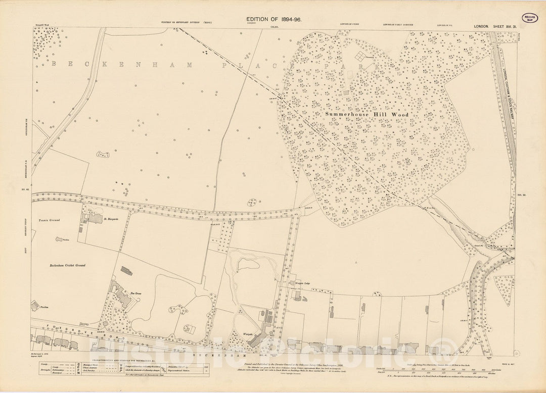 Historic Map : London (England), City Atlas Map, London Sheet XVI.31 1896 - Vintage Wall Art